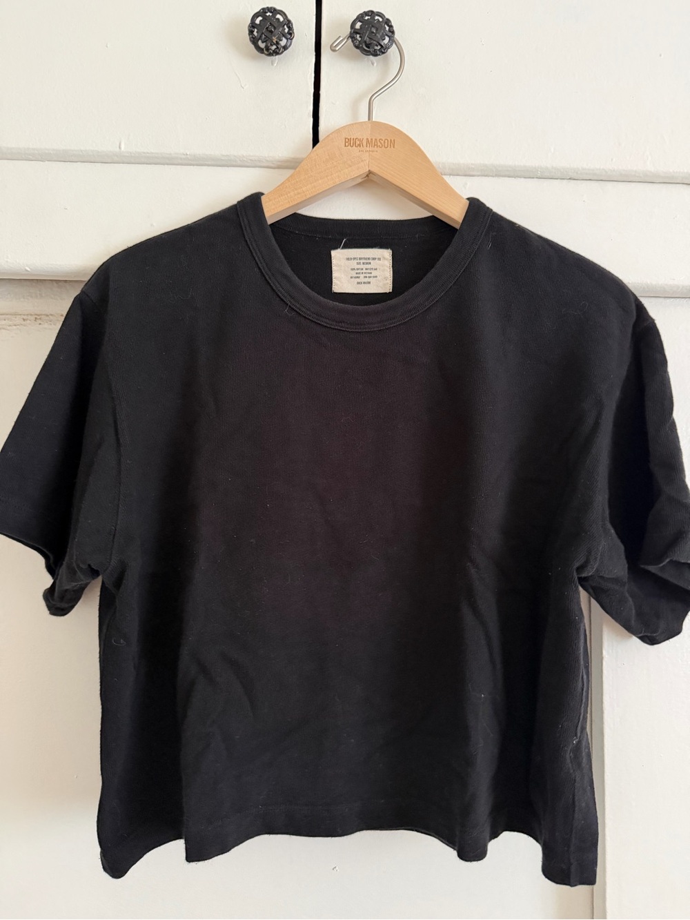 Buck Mason Black Crop Crewneck Tee